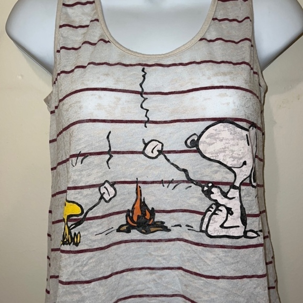 Women’s Mighty Fine presents Peanuts S’mores/Snoopy & Woodstock Sheer Tank Top - Picture 5 of 10